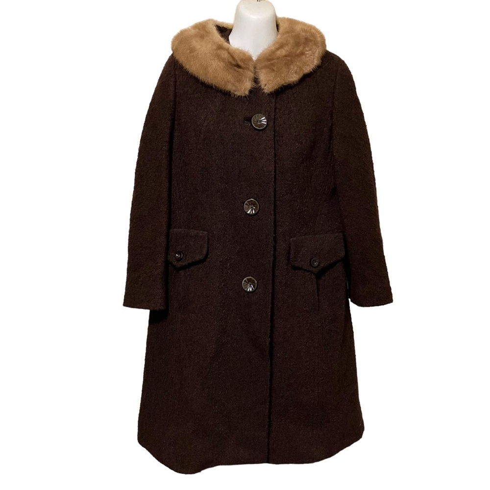 Vintage Shagmoor Brown Coat with Fur Collar Union Made in USA